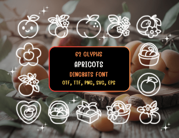 Apricots Font: A Charming Collection of Hand-Drawn Fruit Doodles
